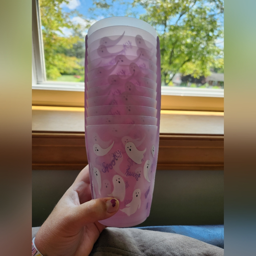 Shabby Chic Halloween ghost reusable tumbler cups set of 12 pink purple …